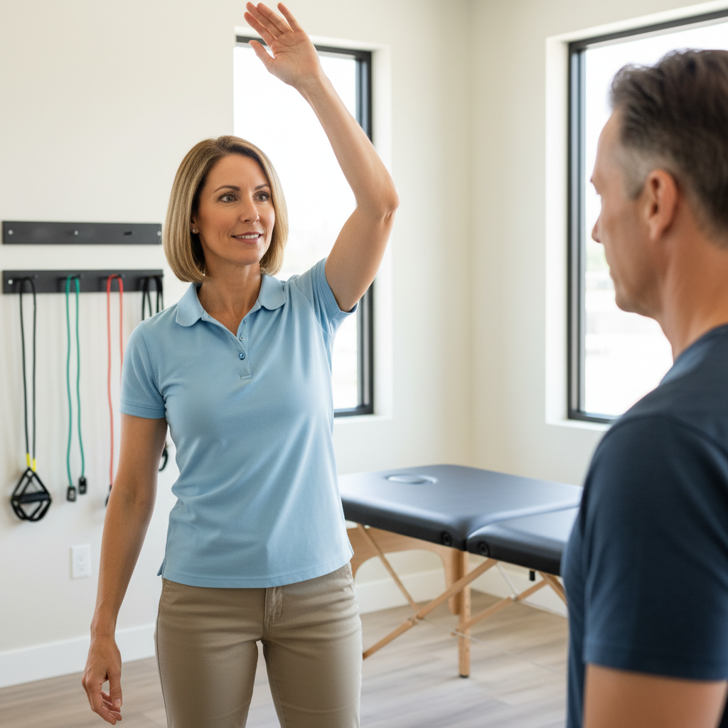 Athlete undergoing performance physical therapy movement assessment with specialized therapist in Leesburg