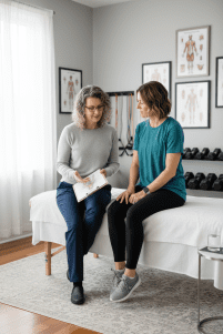 Compassionate pelvic floor physical therapist providing one-on-one personalized care to patient in McLean, VA treatment room