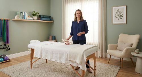 Patient working with a provider at a pelvic floor physical therapy clinic in McLean