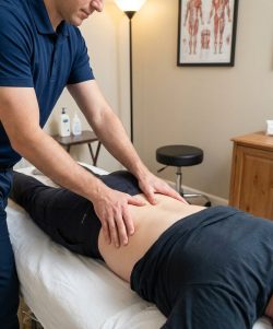 Patient working with a provider at a pelvic floor physical therapy clinic in McLean