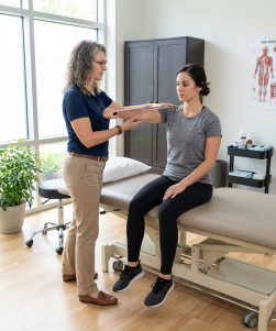 Patient working with a provider at a pelvic floor physical therapy clinic in Bethesda