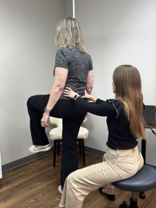 Patient working with a provider at a pelvic floor physical therapy clinic in Bethesda, MD