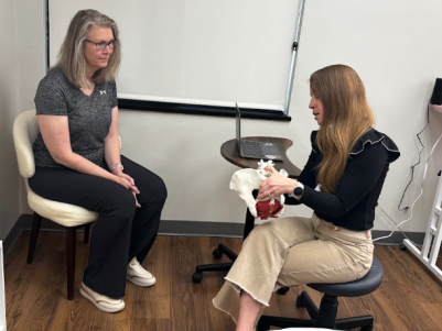 patient performing home pelvic floor exercises after completing physical therapy